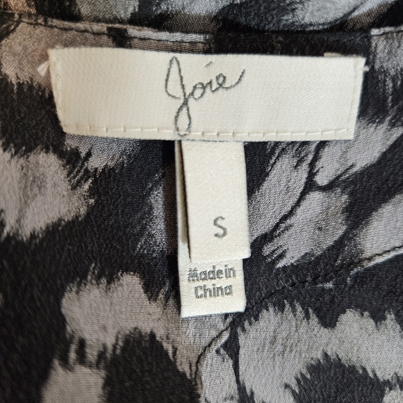 Joie Silk Leopard Dress Womens Size S Weaver Black Short Sleeve Relaxed Fit - Picture 10 of 12